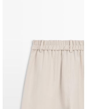 MASSIMO DUTTI Pantalón Fluido Cintura Elástica - Neutro