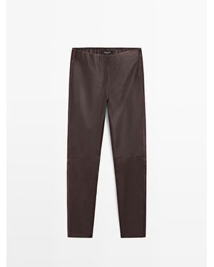 MASSIMO DUTTI Nappa Leather Leggings - Grey