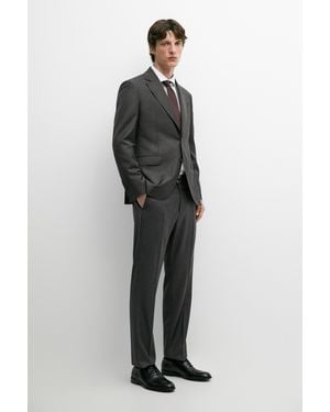 MASSIMO DUTTI 100% Wool Striped Suit Pants - Gray