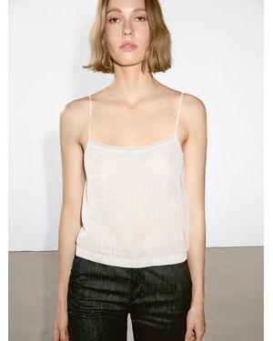 MASSIMO DUTTI Flowing Strappy Top With Embroidery - White