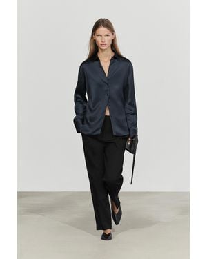 MASSIMO DUTTI Camisa Fluida Satinada - Azul