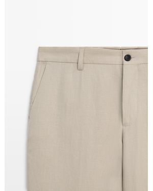 MASSIMO DUTTI Linen Suit Trousers - Natural