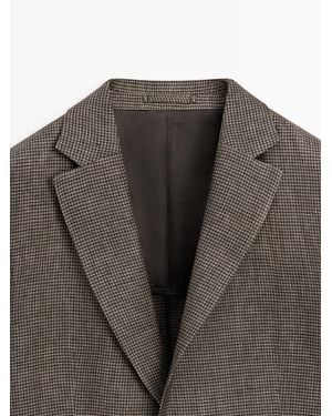 MASSIMO DUTTI Linen Blazer With Pocket Detail - Multicolour