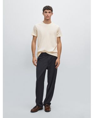 MASSIMO DUTTI T-Shirt À Manches Courtes Avec Couture Contrastante - Blanc