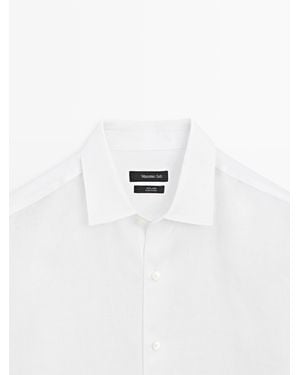 MASSIMO DUTTI Extra Fine Regular Fit Linen Shirt - White