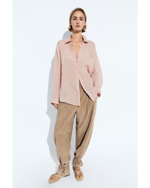 MASSIMO DUTTI Flowing Ramie Pocket Shirt - Natural
