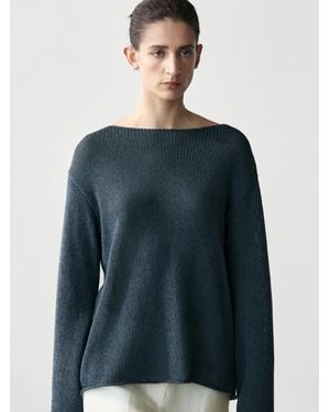 MASSIMO DUTTI Cotton Blend Cutwork Jumper - Grey