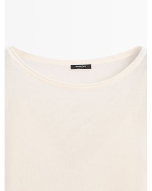 MASSIMO DUTTI Double-Layer Knit Long Sleeve Dress - Natural