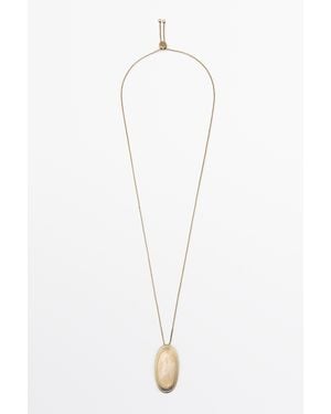 MASSIMO DUTTI Oval Quartz Pendant Necklace - White