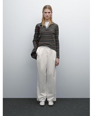 MASSIMO DUTTI Pantalón Fluido Con Algodón - Gris