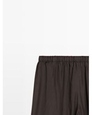 MASSIMO DUTTI Flowing Trousers With Waist Detail - Black