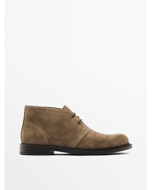 MASSIMO DUTTI Splitsuède Enkellaars - Bruin