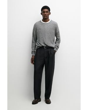 MASSIMO DUTTI Linen Cotton Mouliné Knit Jumper - Grey
