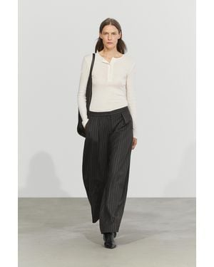 MASSIMO DUTTI Wool-Blend Striped Wide-Leg Trousers - Multicolour