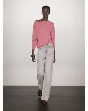 MASSIMO DUTTI Jersey Cuello Barco Lino - Rosa