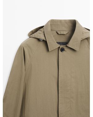 MASSIMO DUTTI Cotton Blend Parka With Pockets - Natural
