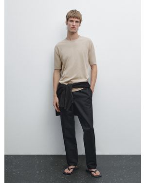 MASSIMO DUTTI Camiseta Punto 100% Algodón - Blanco