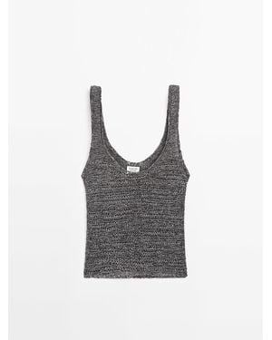 MASSIMO DUTTI Opengewerkte Top Met Bandjes - Grijs