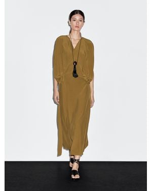 MASSIMO DUTTI Wrap Dress With Buckle - White