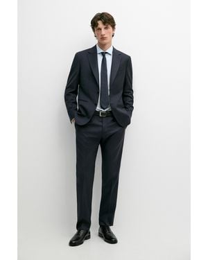 MASSIMO DUTTI Striped Wool Blend Suit Blazer - Black