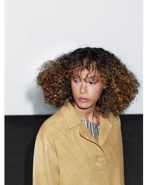 MASSIMO DUTTI Long Suede Leather Coat - Multicolour