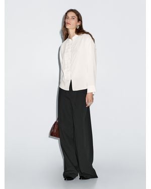 MASSIMO DUTTI Chemisier À Col Rond Et Boutons Fantaisie - Blanc
