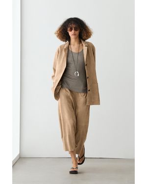 MASSIMO DUTTI Suede Leather Blazer With Pocket Details - Multicolour