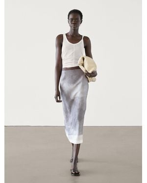 MASSIMO DUTTI Ombré Printed Midi Skirt - White