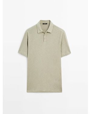 MASSIMO DUTTI Polo Van Linnenmix Met Korte Mouw - Wit