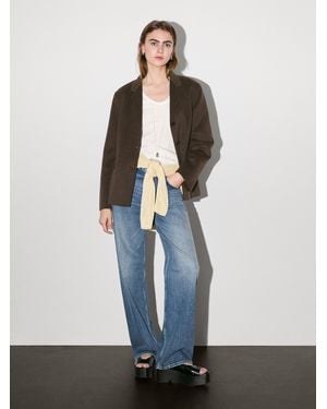 MASSIMO DUTTI Wool Blend Blazer With Tailored Collar - Brown