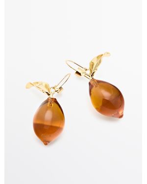 MASSIMO DUTTI Pendientes Limón Vidrio Mini - Blanco