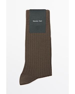 MASSIMO DUTTI Ribbed Knit Socks - Green