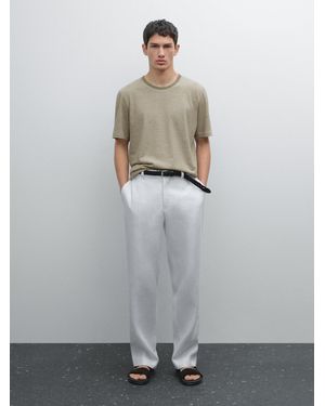 MASSIMO DUTTI Gestreiftes Shirt Aus Leinen Und Baumwolle - Mehrfarbig