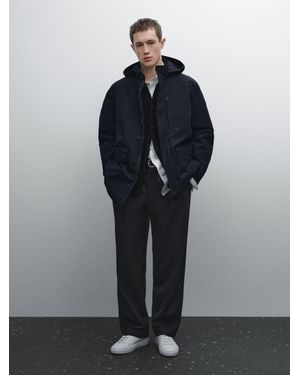 MASSIMO DUTTI Parka Capucha Con Algodón - Azul