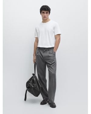 MASSIMO DUTTI Camiseta 100% Algodón Mercerizado - Blanco