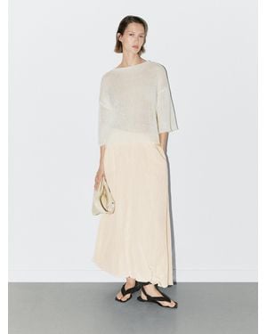 MASSIMO DUTTI Pull Oversize Manches Courtes - Blanc