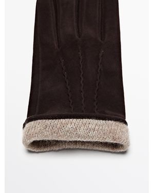 MASSIMO DUTTI Guantes Piel Ante - Negro