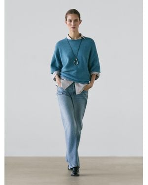 MASSIMO DUTTI Straight-Fit-Jeans Mit Tiefem Bund - Blau