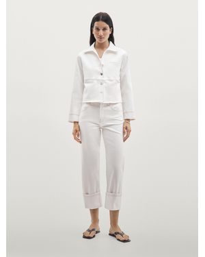 MASSIMO DUTTI Denim Jacket With Contrasting Stitching - White