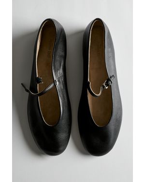 MASSIMO DUTTI Soft Leather Ballerinas - Black