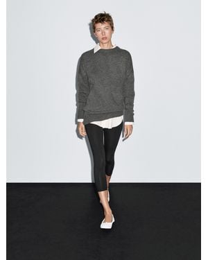 MASSIMO DUTTI 100% Cashmere Oversize Jumper With Elbow Patches - White