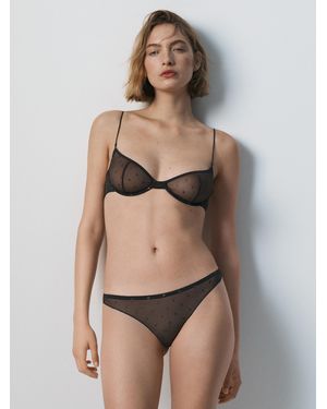MASSIMO DUTTI Sujetador Semitransparente Lunares - Neutro