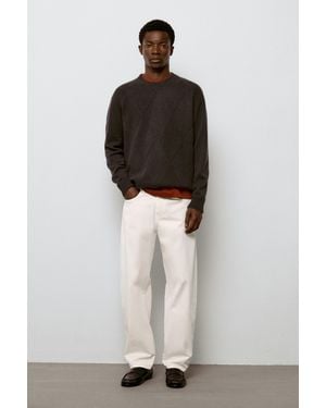 MASSIMO DUTTI Barrel Fit Poplin Denim-Effect Pants - Blue