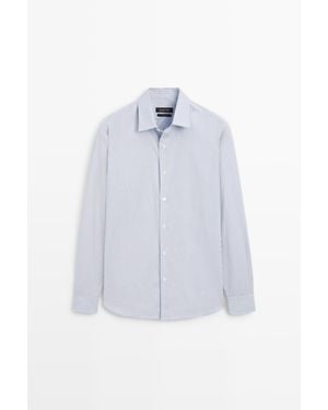 MASSIMO DUTTI Camisa Regular Fit Rayas 100% Algodón - Blanco