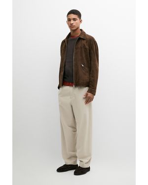 MASSIMO DUTTI Pleated Detail Barrel Fit Trousers - Natural