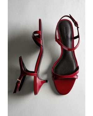 MASSIMO DUTTI Low-Heel Leather Sandal - Red