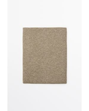 MASSIMO DUTTI Wool-Cashmere Blend Smooth Fine Knit Scarf - Natural