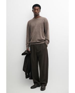 MASSIMO DUTTI Mouliné Knit Jumper With Wool And Round Neck - Brown