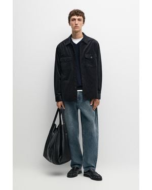 MASSIMO DUTTI Sobrecamisa Detalle Bolsillos Pana - Azul