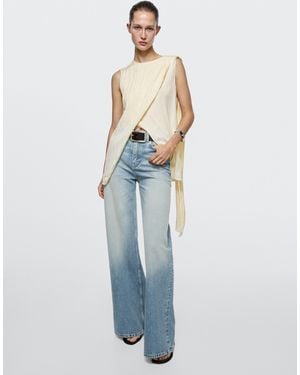 MASSIMO DUTTI Jeans Wide Leg Tiro Alto - Azul